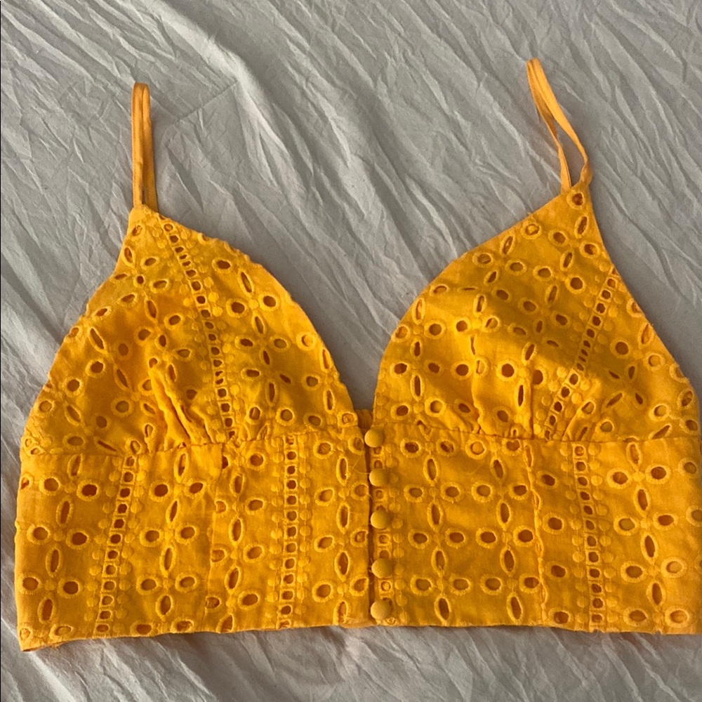 Gold Fitted Crop Camisole Top pre loved